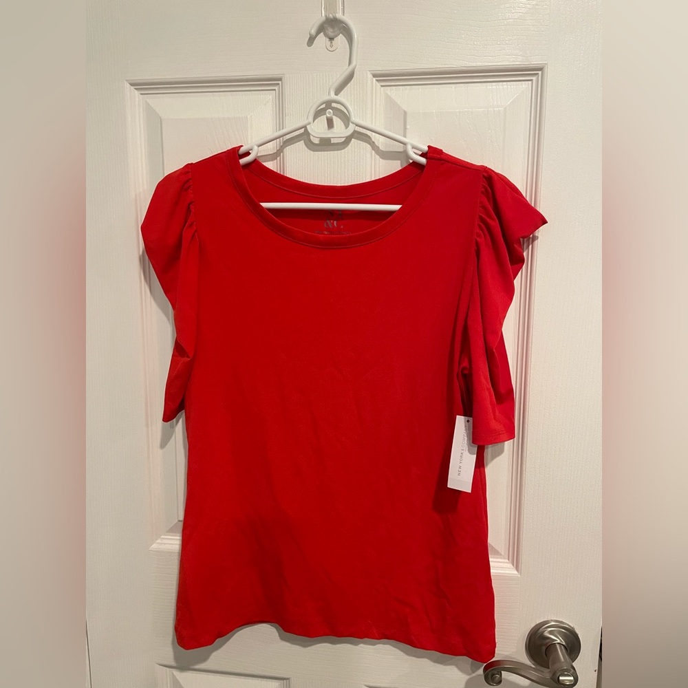 NY&Co blouse. NWT loose stretch in a bright coral color. Waist length